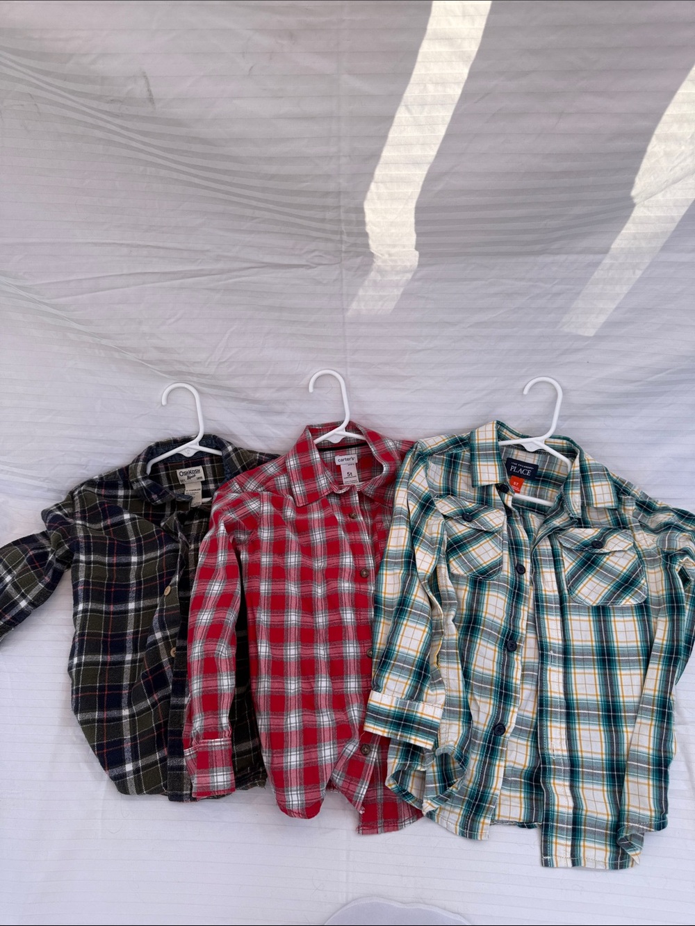 Lot of 3, 5T Kids Long Sleeve Plaid Button-Up Shirts